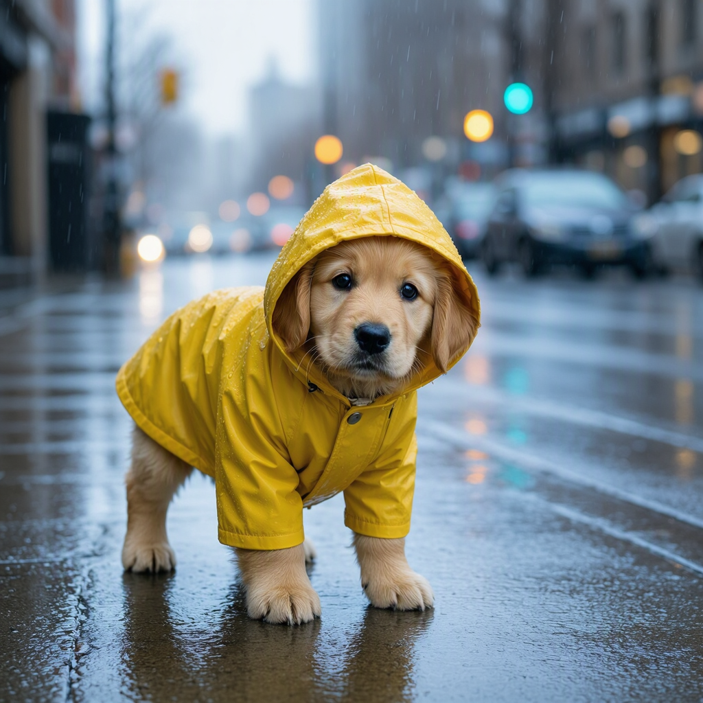 MAI-Image 2.5 result for Puppy raincoat