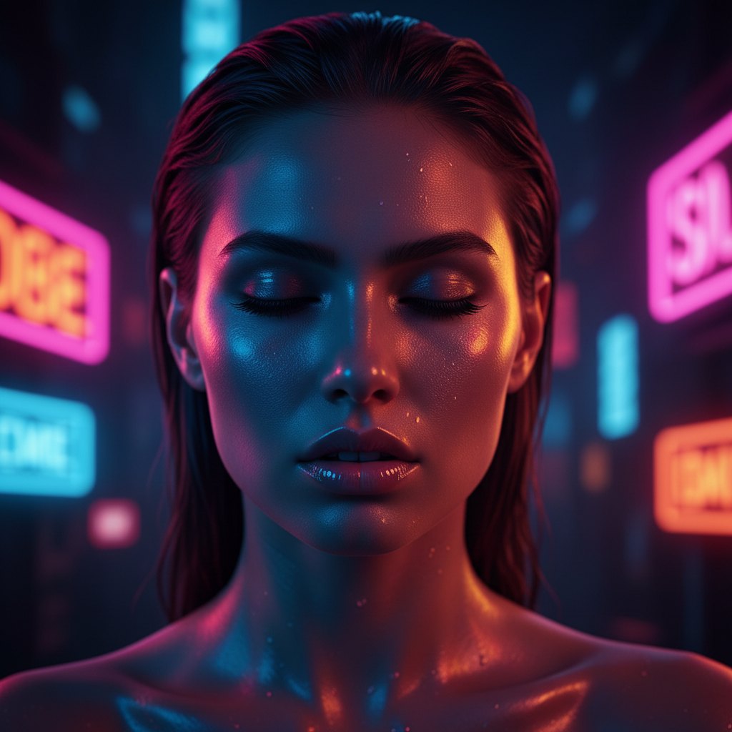 Nano Banana result for Neon glamour