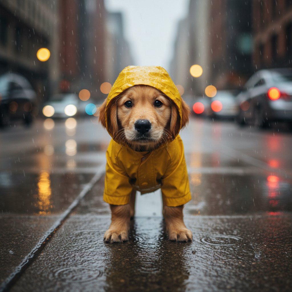 Nano Banana result for Puppy raincoat