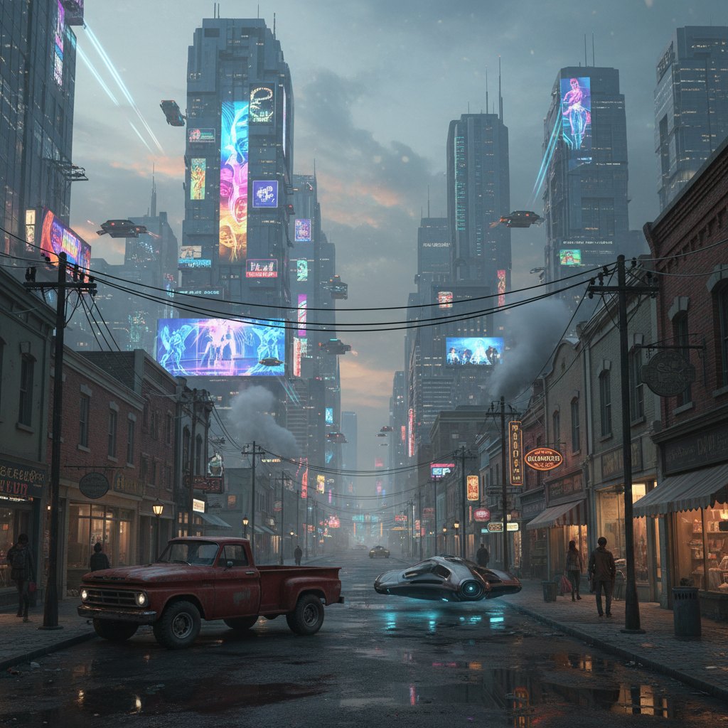 Nano Banana result for Cyberpunk town