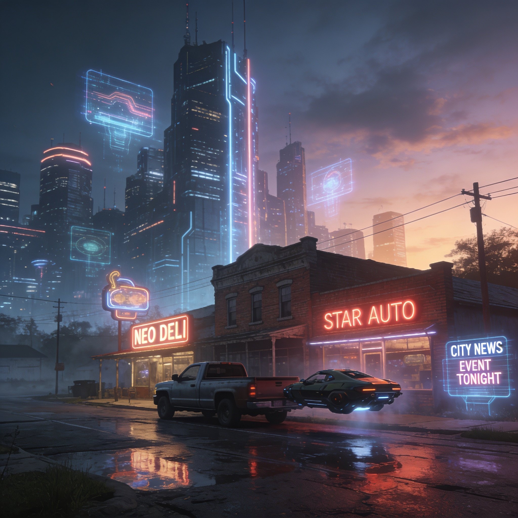 Seedream 4.5 result for Cyberpunk town