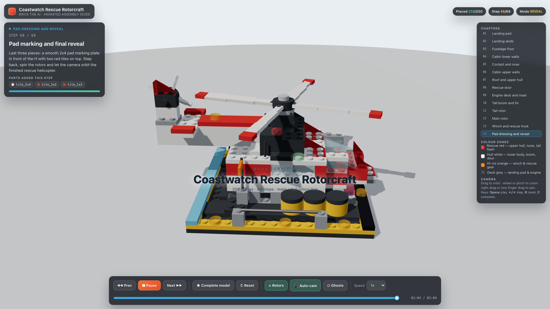 250-piece rescue rotorcraft on its landing pad