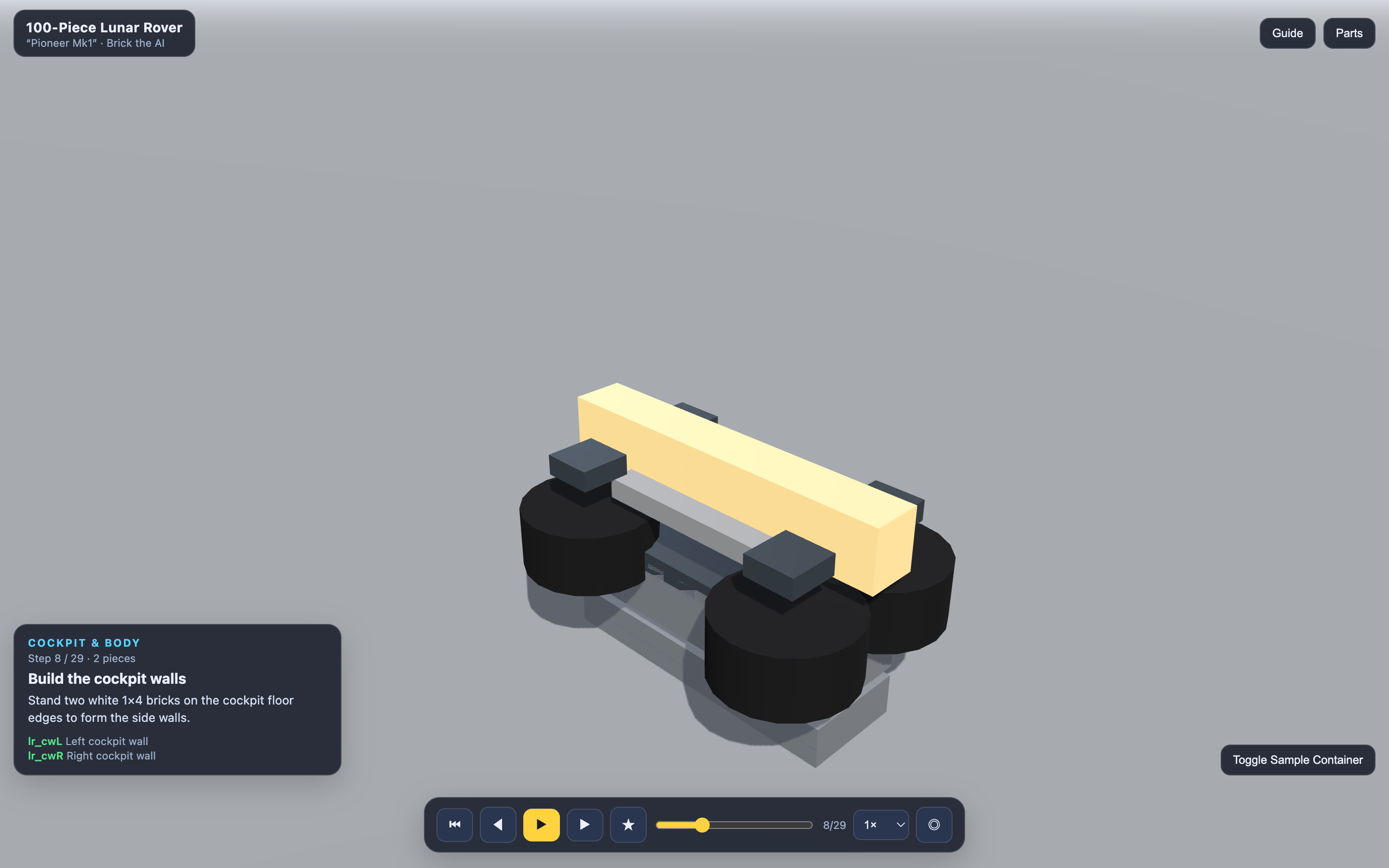 Step-by-step instruction HUD and controls