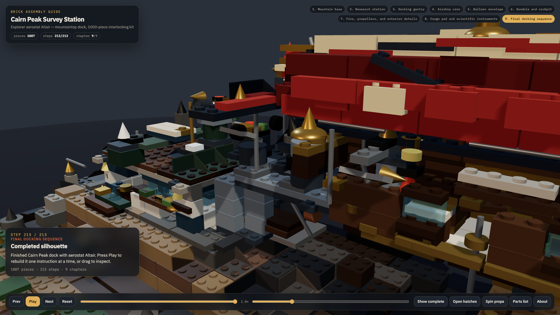 1000-piece airship research station — completed build