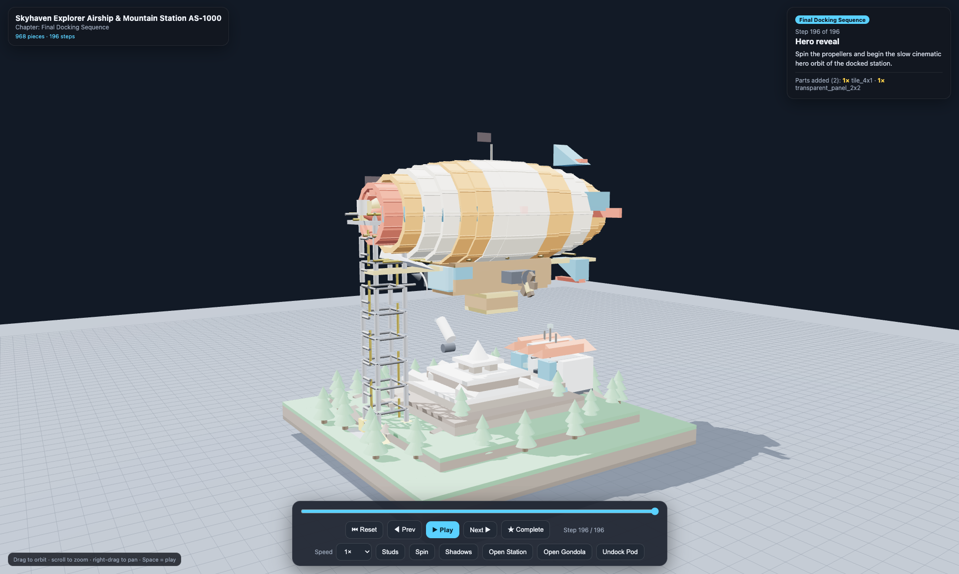 1000-piece airship research station — finished build