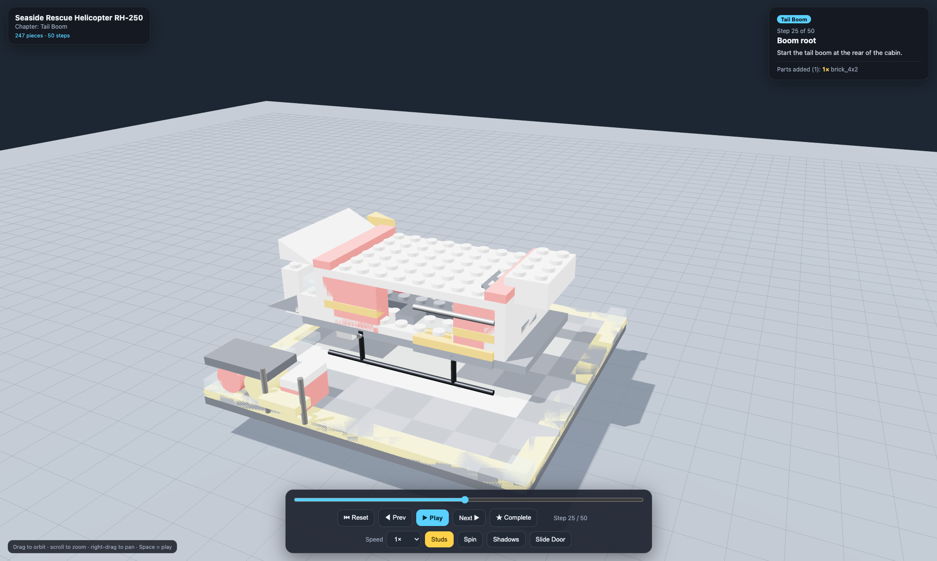 Step-by-step instruction HUD and controls