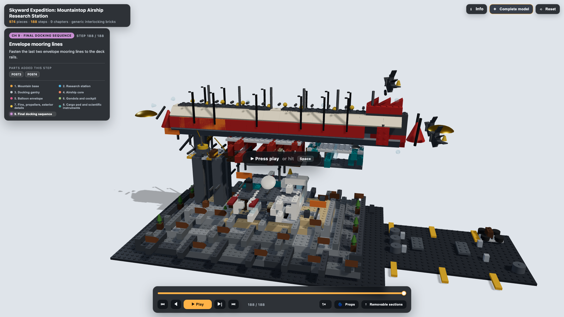 1000-piece airship research station - completed build