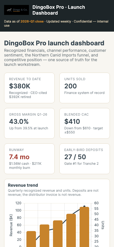 Dingo and Co interactive dashboard - mobile