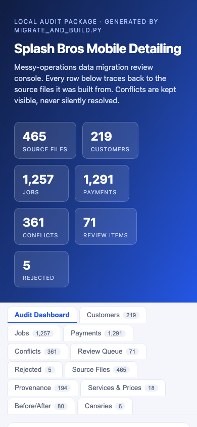 Migration review UI on mobile